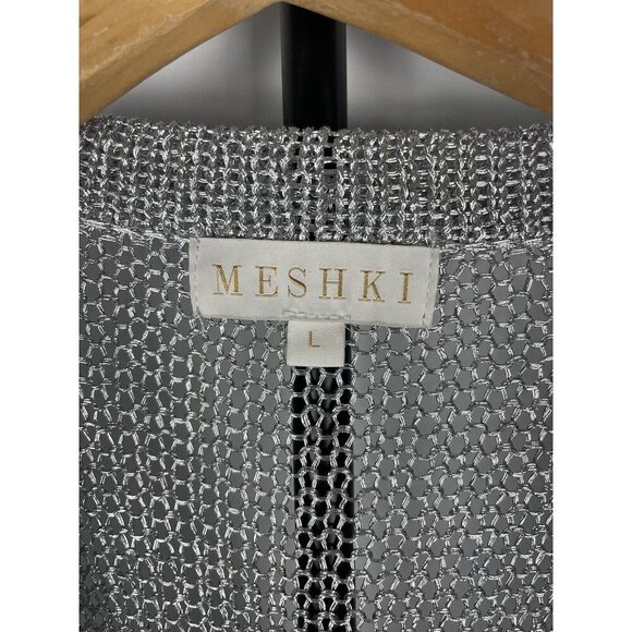 Meshki SilverShimmer Catalina Longline Knit Metallic Carigan Swim Coverup Size L - Picture 3 of 9